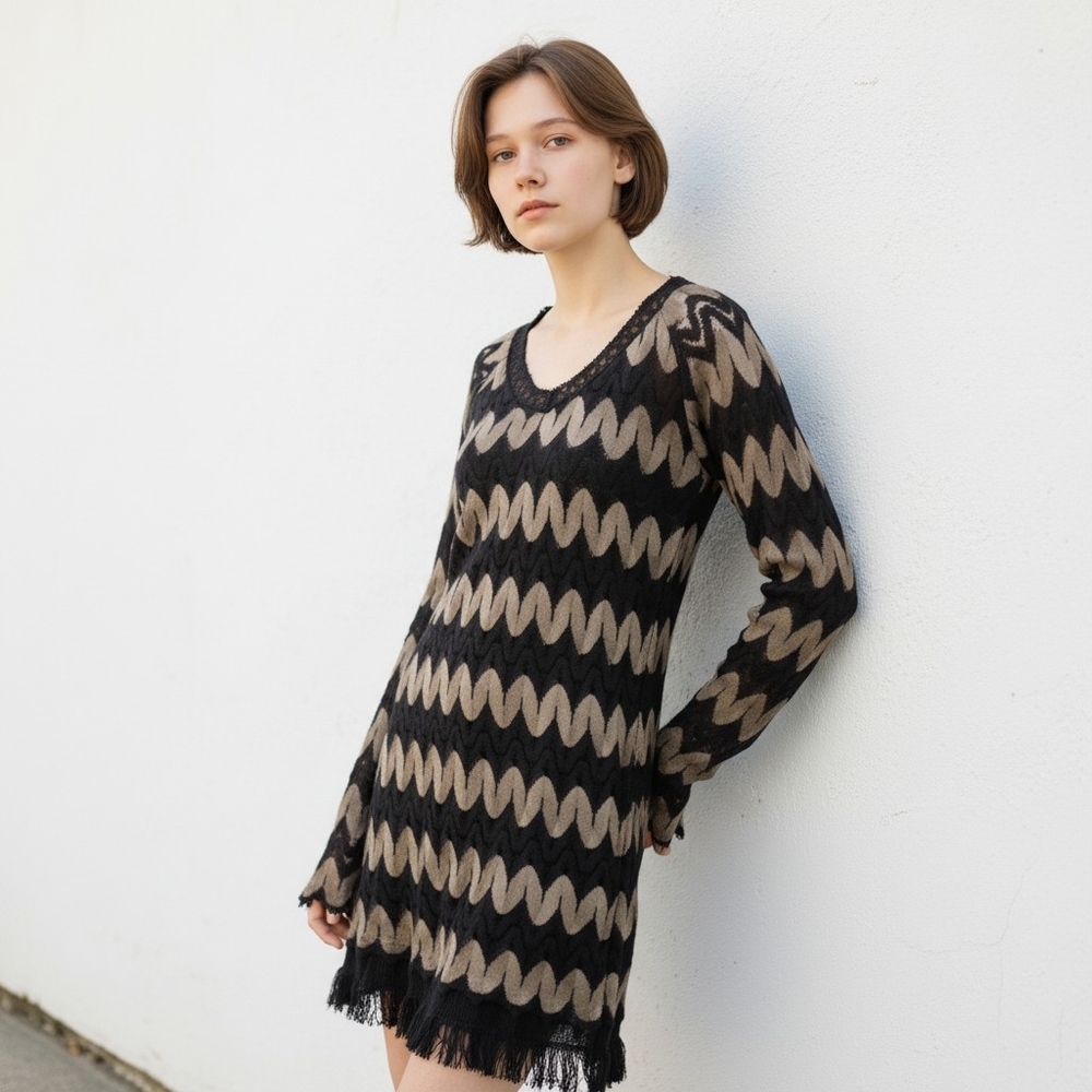 NWT A'reve Black and Cream Lace Dress